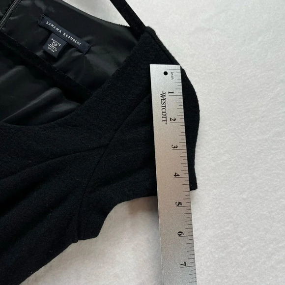 Banana Republic Dress Sz 0P Pure Wool Sheath Mini Scoop Neck Cap Sleeve Black - Picture 10 of 12